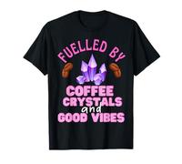 Funny Coffee Crystals And Good Vibes Witch Citazione Halloween Maglietta
