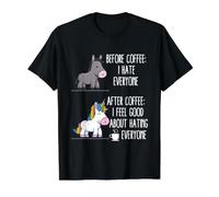 Funny Coffee Lover Gifts Fruit of Loom Original T Prima del caffè odio Tutti Dopo Che Mi Sento Bene per odiare Maglietta con Stampa Grafica Economica, Uomo, Nero, L Uomo (Pacco da 1)