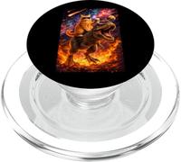 Funny Coffee Orange Cat Riding T-Rex in Cosmic Galaxy UFO PopSockets PopGrip per MagSafe