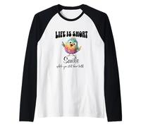 Funny Colorful Bird Shirt Cute Bird Humor Tee Life Is Short Maglia con Maniche Raglan