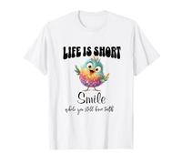 Funny Colorful Bird Shirt Cute Bird Humor Tee Life Is Short Maglietta