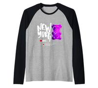 Funny Colorful New YorkCity Jelly Bear Gum Artwork Graphic Maglia con Maniche Raglan