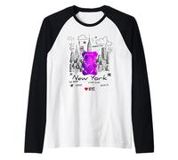 Funny Colorful New YorkCity Jelly Bear Gum Artwork Graphic Maglia con Maniche Raglan