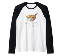 Funny Confused Chicken Fried Rice Veg Meme Maglia con Maniche Raglan