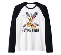 Funny Cool Tiger Flying Novelty Graphic Tees & Cool Designs Maglia con Maniche Raglan