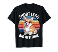 Funny Corgi Dog Short Legs and Big Attitude Vibes Maglietta