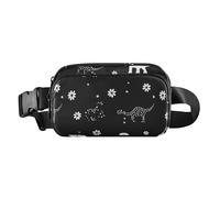 Funny Cornish Rex Cats Neutro Moda Crossbody Bag Marsupio per Donne Uomini Adolescenti Grande Capacità Sling Bag Viaggio, Dinosauri Neri, 1 size