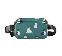 Funny Cornish Rex Cats Neutro Moda Crossbody Bag Marsupio per Donne Uomini Adolescenti Grande Capacità Sling Bag Viaggio, Beauty Manx Cats Teal, 1 size