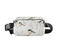 Funny Cornish Rex Cats Neutro Moda Crossbody Bag Marsupio per Donne Uomini Adolescenti Grande Capacità Sling Bag Viaggio, Cartoon Black - Capped Chickadee Birds White, 1 size