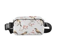 Funny Cornish Rex Cats Neutro Moda Crossbody Bag Marsupio per Donne Uomini Adolescenti Grande Capacità Sling Bag Viaggio, Cartone animato Cedar Waxwing Birds Bianco, 1 size