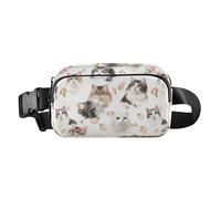 Funny Cornish Rex Cats Neutro Moda Crossbody Bag Marsupio per Donne Uomini Adolescenti Grande Capacità Sling Bag Viaggio, Cartoon American Curl Cats Bianco, 1 size
