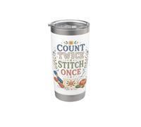 Funny Count Twice Stitch Once Needlework Bicchiere termico in acciaio inox doppia parete