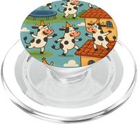 Funny Cow Cartoon Dancing Party Animal Celebration Art PopSockets PopGrip per MagSafe