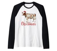 Funny Cow Lovers Cattle Famer Farming Moo Christmas Lights Maglia con Maniche Raglan