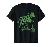 Funny Cow on Scooter Cartoon Farm Animal Humor Maglietta