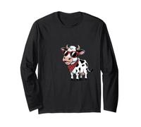 Funny Cow Red Bandana Cartoon Animal Humor Maglia a Manica