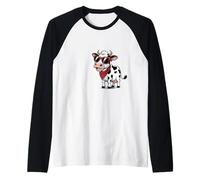 Funny Cow Red Bandana Cartoon Animal Humor Maglia con Maniche Raglan