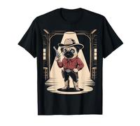 Funny Cowboy Pug Wild West Outfit Dog Western Sheriff Meme Maglietta