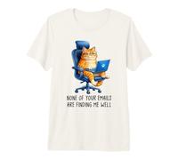 Funny Coworker Meme Orange Cat Morning Mood Emails Meme Pun Maglietta Premium
