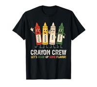 Funny Crayon Condiment Crew Bambini Scuola materna Ragazzi Ragazze Maglietta