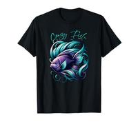 Funny Crazy Fish Lady Womens Angel Fish Aquarium Fish Mom Maglietta