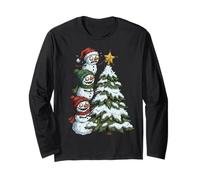 Funny Crazy Snowmen Topper Stack Decorating Christmas Tree Maglia a Manica
