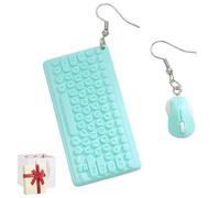 Funny Creative Mouse Keyboard Dangle Earrings,Lightweight Asymmetrical Resin Mouse Earring,Colorful 70s 80s Retro Neon Earring