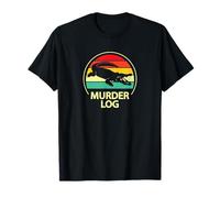 Funny Crocodile Retro Vintage Murder Log Maglietta