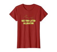 Funny Crocodile See You Later Alligator Maglietta, Donna, Mirtillo Rosso, XXL