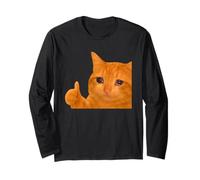 Funny Crying Orange Cat Meme Thumbs-up Weird Cat Face Meme Maglia a Manica