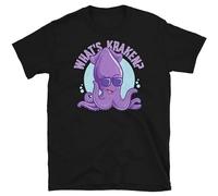 Funny Cryptid Sea Monster Octopus What's Kraken Short-Sleeve T-Shirt Black 3XL