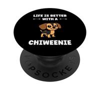Funny cute Dog life is better with a Chiweenie PopSockets PopGrip Adesivo