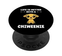 Funny cute Dog life is better with a Chiweenie PopSockets PopGrip Adesivo