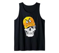 Funny Cute Skull Wears Angry Yellow cap Graphic Design Canotta