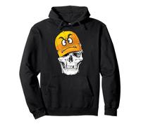 Funny Cute Skull Wears Angry Yellow cap Graphic Design Felpa con Cappuccio