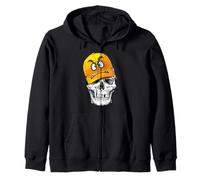 Funny Cute Skull Wears Angry Yellow cap Graphic Design Felpa con Cappuccio