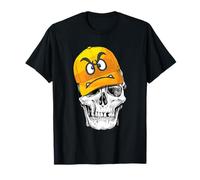 Funny Cute Skull Wears Angry Yellow cap Graphic Design Maglietta