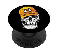 Funny Cute Skull Wears Angry Yellow Cap Graphic Design PopSockets PopGrip Adesivo