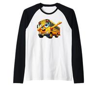 Funny Dabbing Yellow School Bus Graphic Gifts Kids Boys Maglia con Maniche Raglan