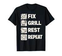 Funny Dad Fix Grill Rest Repeat Gifts Fathers Day Maglietta