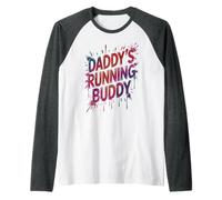 Funny Daddy's Running Buddy Dad Half Marathon Mudding Queen Maglia con Maniche Raglan