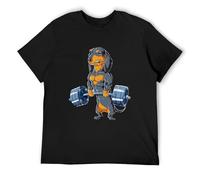 Funny Deadlift Gym T Shirts Graphic Dachshund Dog Weightlifting Streetwear Short Sleeve Birthday Gifts Summer T-Shirt for Sport Men's Man Black S