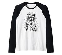 Funny Detective Raccoon Maglia con Maniche Raglan