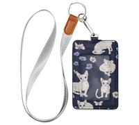 Funny Devon Rex Cats Navy Blue Work Badge Holder in pelle con cordino e 3 porta carte d'identità per impiegati, infermieri, insegnanti, studenti