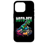 Funny Dinosaur T-Rex Motorbike Dirt Bike Motocross Off Road Custodia per iPhone 16 Pro