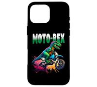 Funny Dinosaur T-Rex Motorbike Dirt Bike Motocross Off Road Custodia per iPhone 16 Pro Max