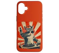 Funny DJ Cat Disco Sound Tech Headphone Music Custodia per iPhone 16 Plus