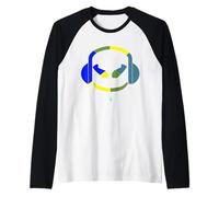Funny DJ SmilingFace Multicolore Verde Oliva|Blu Navy| Maglia con Maniche Raglan
