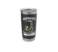 Funny Dobermans & Wine Fine Mini Doberman Pinscher Dog Lover Bicchiere termico in acciaio inox doppia parete