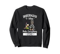 Funny Dobermans & Wine Fine Mini Doberman Pinscher Dog Lover Felpa